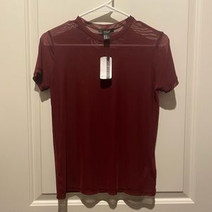 Forever 21 burgundy mesh top xs